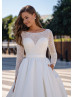 Boat Neck Beaded White Satin Wedding Dress